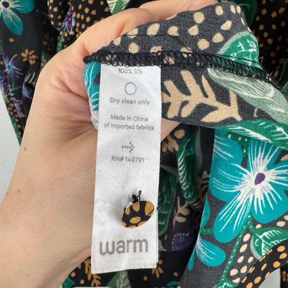 Warm Midnight Bloom Silk Blouse - Picture 5 of 6